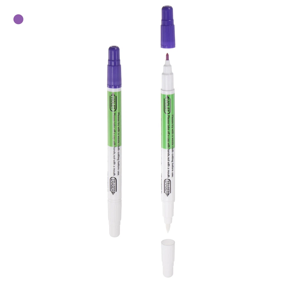 12pcs Double Ended Disappearing Ink Fabric Marker Pen, Purple White - Image 4 of 4