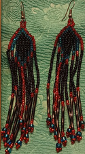 Handcrafted Beaded Tassel Dangle Earrings Gla...
