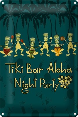 Schild Blech Tiki Bar Aloha 20x30cm -Made in Germany- Hawaii Beach Cocktails