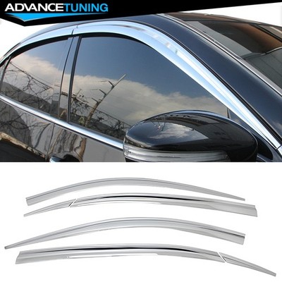 Fits 11-16 Hyundai Equus Chrome ABS Window Visor Tape On Deflectors 6PCS Set