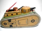 VTG 1930'S 1940'S MARX 10" TIN WIND-UP ARMY TANK W/POP-UP SOLDIER WORKING