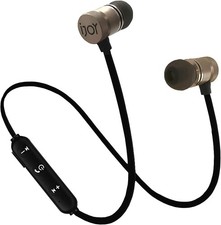 iJoy Bluetooth Wireless Sport Earbuds IPX4 Sweatproof Headphones Gold 