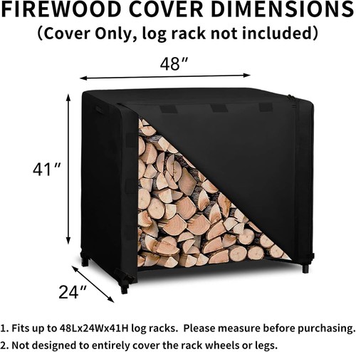 Easy-Going Copertura per Log Rack da Esterno 4 Piedi Impermeabile 4 FT (solo Copertura), Nero - Foto 3 di 7