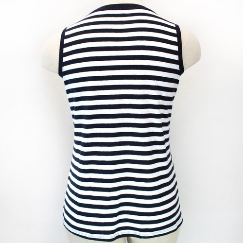 TALBOTS Plus Linen Blend Black Striped Sleeveless Tank Tee Top 3X Petite - Picture 7 of 8