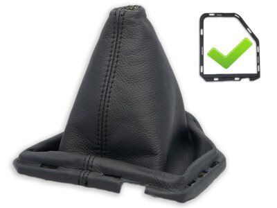 SCHALTMANSCHETTE FUR NAVARA D40 FL 2009-2014 SCHALTSACK LEDER SCHWARZ + RAHMEN