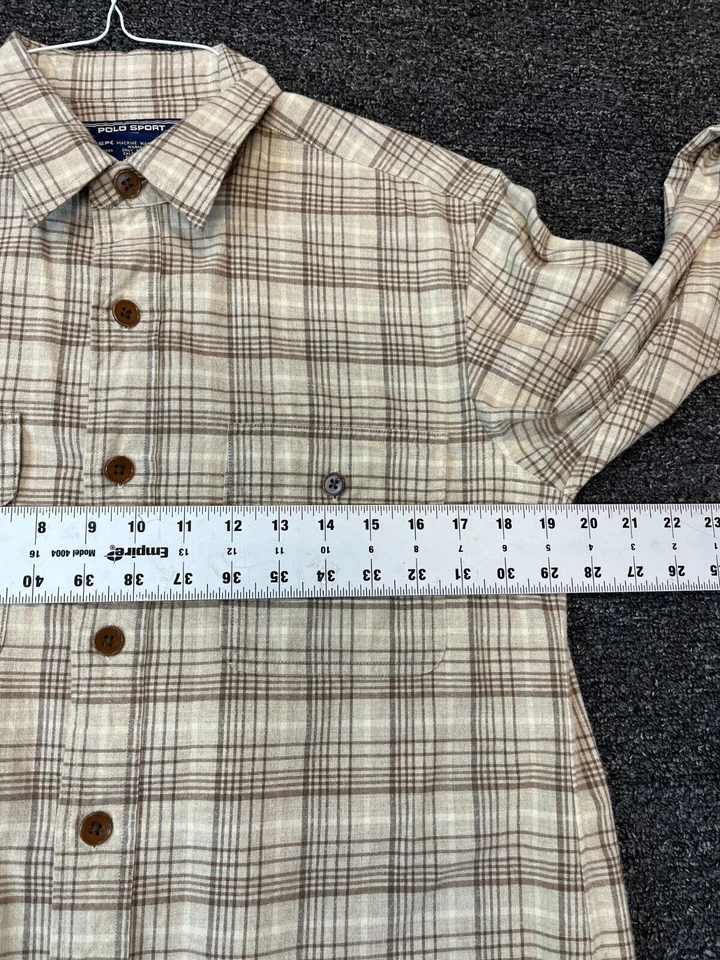 Polo Sport Ralph Lauren Botón Abajo LG Marrón Cuadros Algodón/Lana Franela Foto 4 de 4