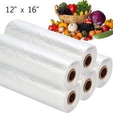 1/4/10 Rolls 12" x 16" Plastic Produce Bag on a Roll Bread and Grocery Clear Bag