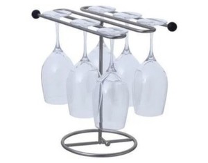 Wine Glass Holder Drying Rack Holds 6 Glasses Collapsible Design Chrome