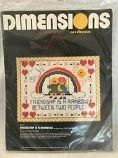 NIP Vintage 1980 Dimensions Needlepoint 2171 Friendship is a Rainbow 13" x 10"