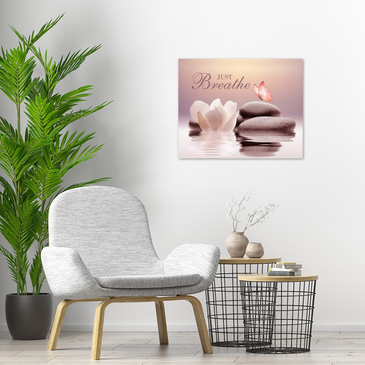 Inspirational Zen Pink Abstract Wall Art for Bathroom Living Room