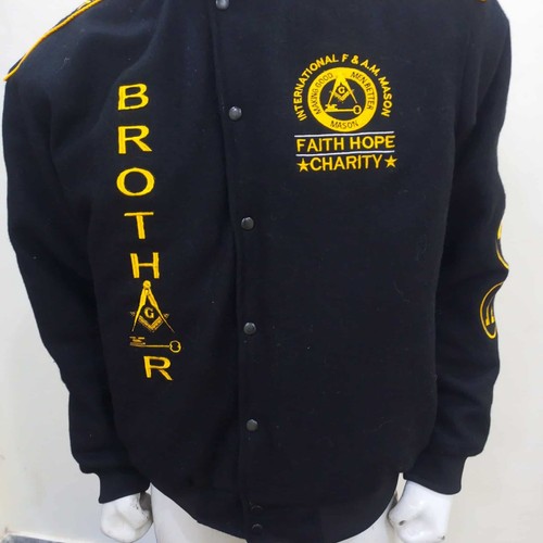 Giacche Varsity INTERNATIONAL MASTER MASON Giacche Massonico Letterman Jacket M.M - Foto 4 di 6