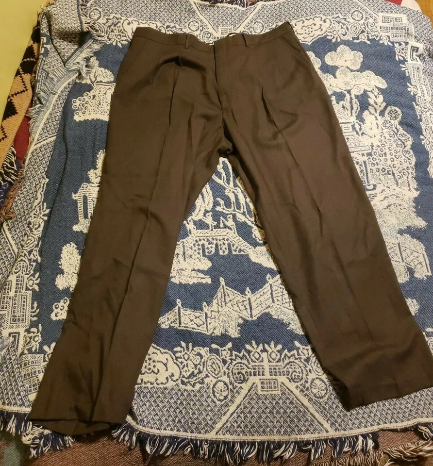 Pantalones chinos vintage años 70 BLAIR frente plano 39x33 pierna recta garra cremallera EE. UU.  Foto 3 de 4