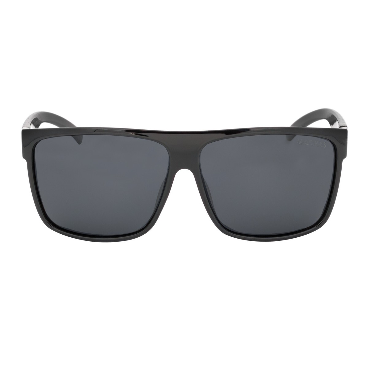 Men's XL Wide Fit Polarized Square Sunglasses Gloss Black Frame Dark Smoke  Lens