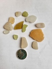 GENUINE BEACH GLASS SEA GLASS NATURALLY SURF Yellow Chartreuse 