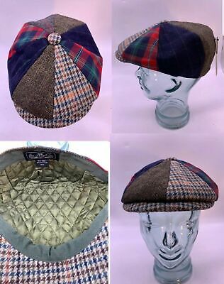 High Quality New Blue check NEWSBOY Herringbone Tweed Hat  Style 80% Wool IN UK