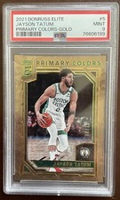 2021 Jayson Tatum Donruss Elite Primary Colors-Gold 8/10 PSA 9 Pop 1