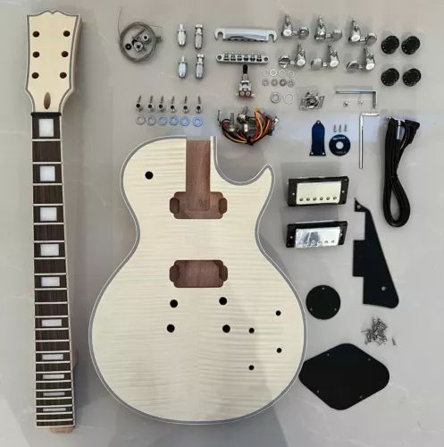 DIY Electric Guitar Kit Mahogany Body with Flame Maple Top Archtop FREE SHIPPING