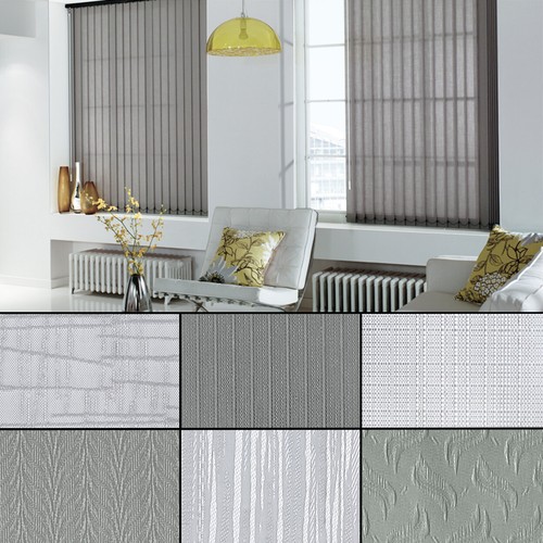 Grey Vertical Blinds Complete Made to Measure Patterned 89mm Vertical