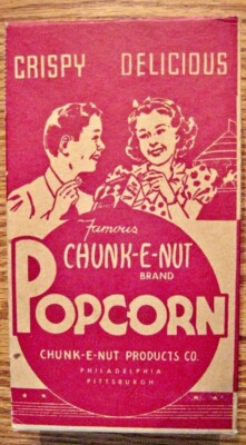RARE VINTAGE ORIGINAL 1950'S ''CHUNK-E-NUT'' BRAND POPCORN BOX