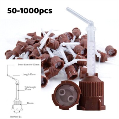50-1000pcs Dental Mixing Tips HP Brown NT7018 Length 13mm with thick Intra Tips