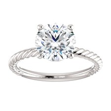 2.00 Carat Moissanite Rope Design Solitaire Ring in 14K Gold Charles & Colvard