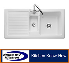 Rangemaster Rustique 1.5 Bowl Ceramic Kitchen Sink White CRT101202WH