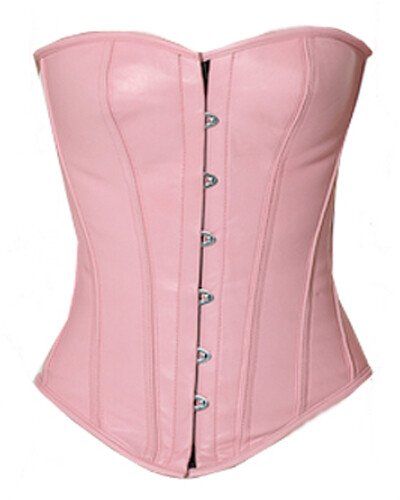 Overbust Full Steel Boned Victorian Bustier Gothic Pink Real Soft Leather  Corset | eBay