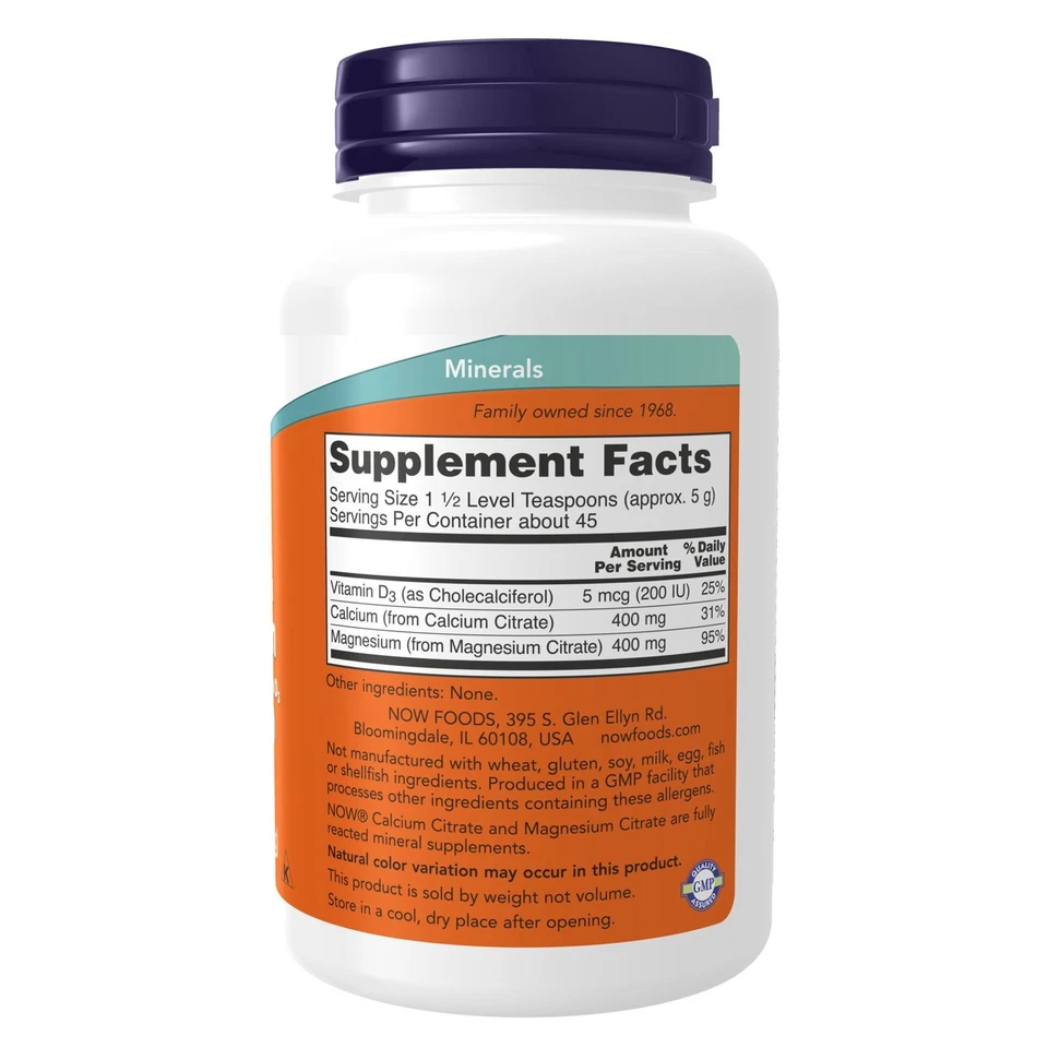 Polvo de calcio y magnesio NOW FOODS 8 OZ Foto 2 de 4