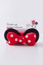 DISNEY The Creme Shop x Minnie Mouse 3D Teddy Spa Headband with Bow in Pink/Red