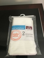 BRAND NEW GIRL'S SIZE 4-6 WONDER NATION 2 PACK SHEER WHITE PANTYHOSE