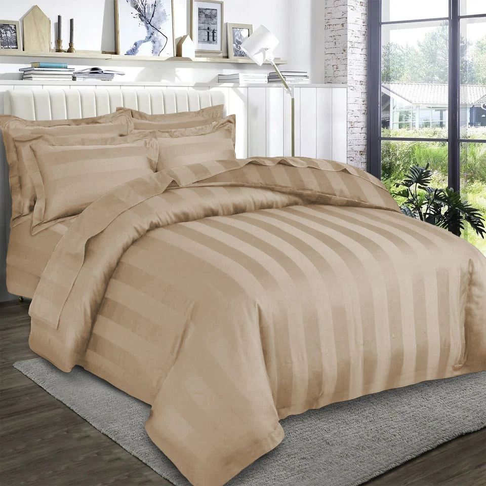 Egyptian Stripe Duvet Quilt Covers Luxury Bedding Set Single Double King Size - Image 2 of 4