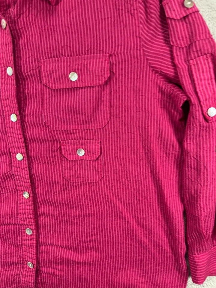 White Stag Womens 16W Top Button Up Shirt Pink Crinkle Long Sleeve Blouse Ladies - Image 4 of 4