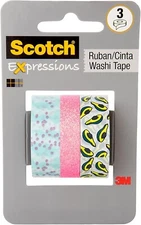 Scotch Expressions Washi Tape, 3 Rolls, Great for Decorating and Crafts