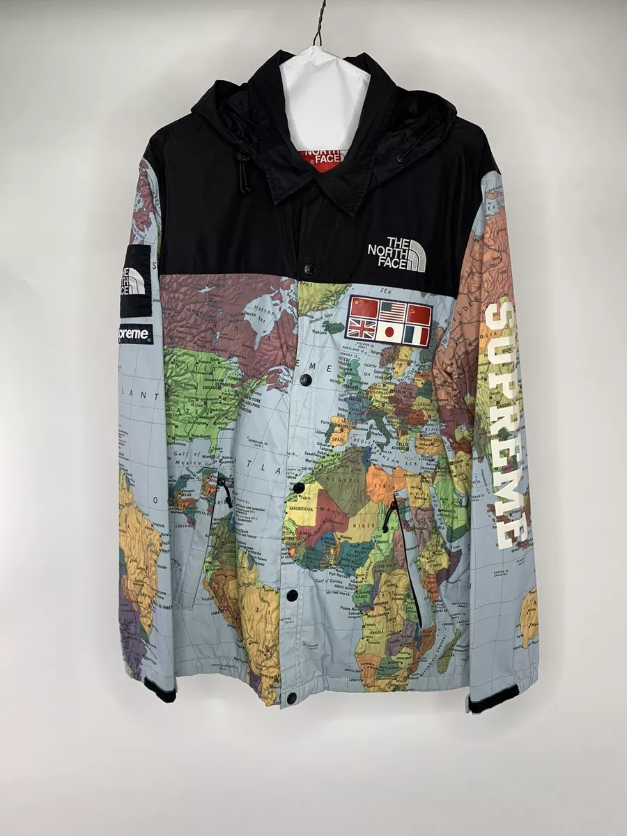 Supreme X The North Face Expediton Coaches Jacket Sz Large “Map” SS14  pre-owned