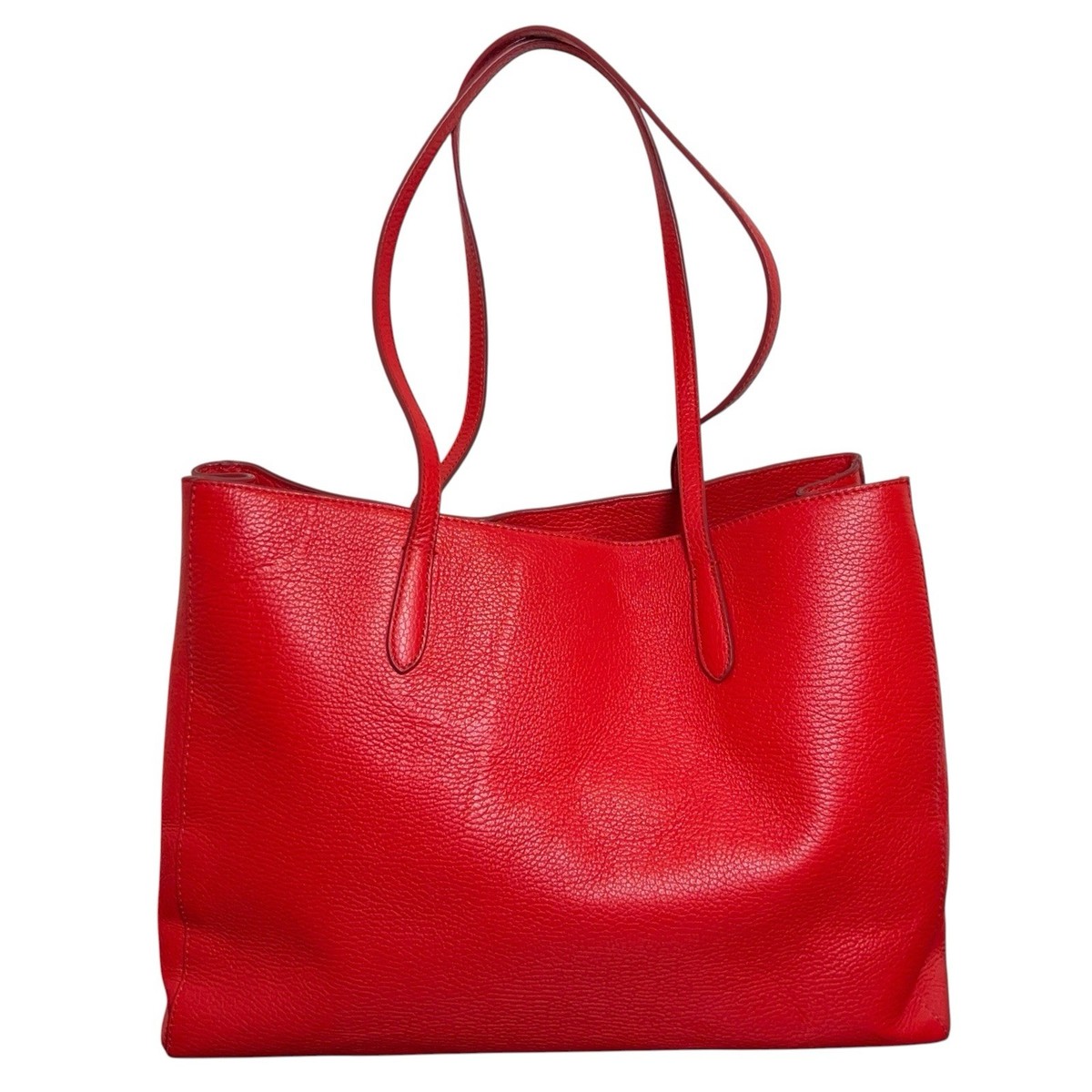 Banana Republic East West Tote Shoulder Bag Red Pebble Leather
