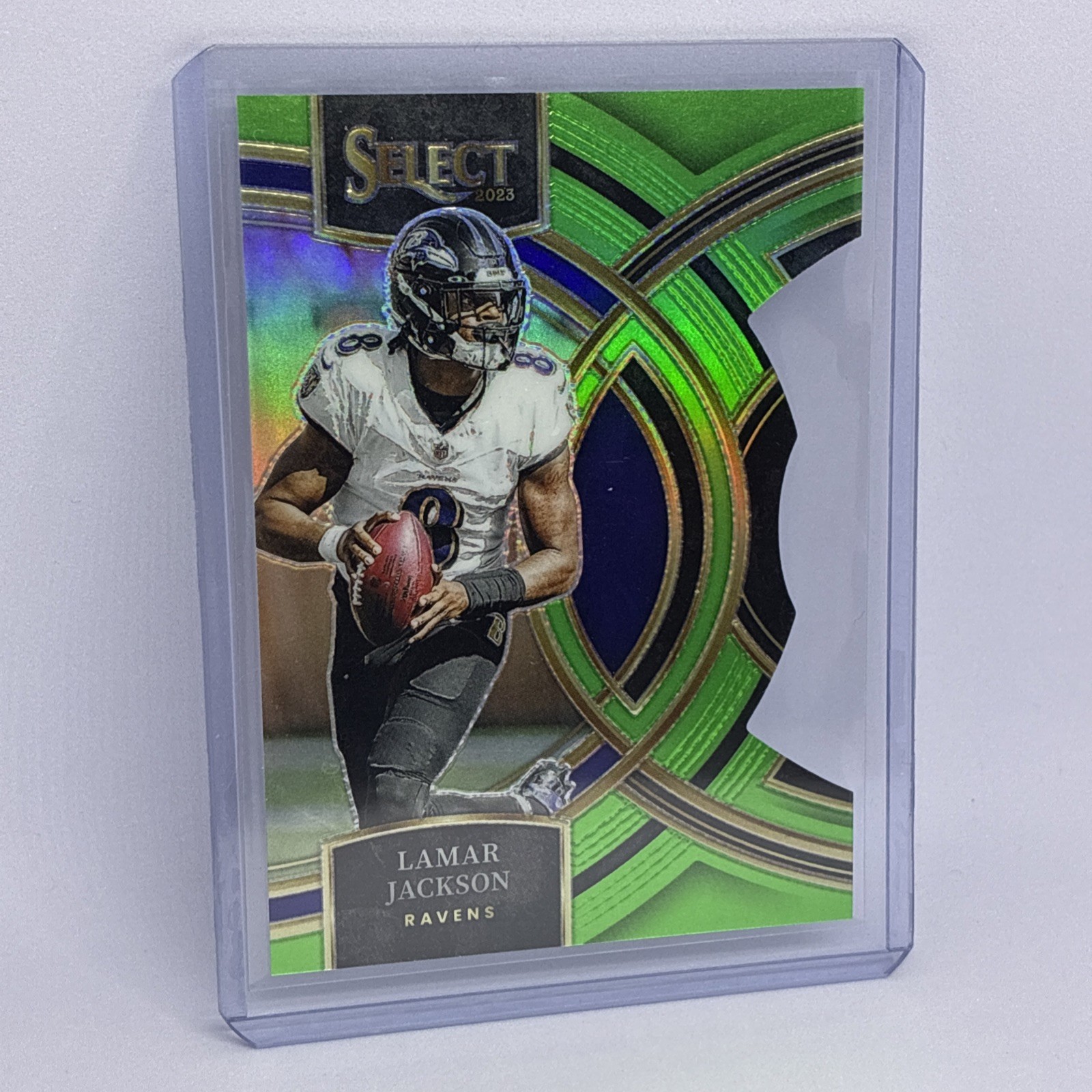 2023 Panini Select - Premier Level Lamar Jackson #190 Green Prizm Die-Cut /499