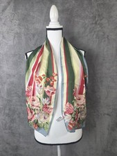 Gorgeous Adrienne Vittadini Silk Scarf Rectangle Floral Stripes 10.5x50