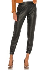 Women's Skinny Black Classic Joggers Real Leather Lambskin Formal Slim Fit