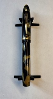 Sheaffer Half Balance Lifetime Pen 4 5/8” Black & Cream Pearl Gold Filled Trim