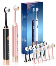 2 Pack Electric Toothbrush Sonic Toothbrush USB Rechargeable 12 Heads 6 Modes