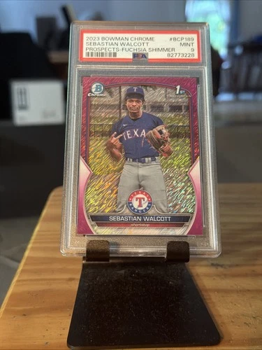 Sebastian Walcott 2023 1st Bowman Chrome Prospects PSA 9 Fuchsia Shimmer /199