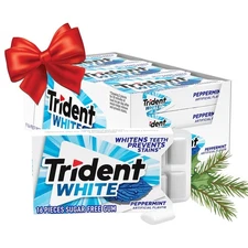Trident White Peppermint Sugar Free Gum, 9 Packs of 16 Pieces (144 Total Pieces)