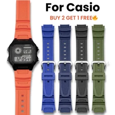 18mm Rubber Watch Strap For Casio AE1200 AE1000 W219 Replacement Sport Band