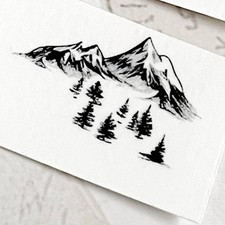 Temporary tattoo sheet Mountains, Mountains and Trees Tattoos,Black Tiny Tattoos