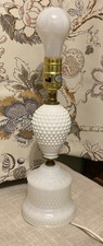 Vintage Hobnail Milk Glass Bedside Table Lamp Mid Century Modern MCM Tested Vtg