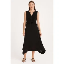 Gypsy 05 Global Village Black Cotton Boho V Neck Sleeveless Dress size Small