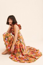 Farm Rio Women's Mango Macaws Balconette Maxi Dress Purple Tropical Small