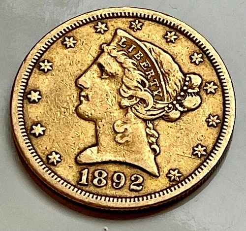 STUNNING 1892 S $5 Liberty Head US Gold Coin San Francisco Mint Lustrous Beauty