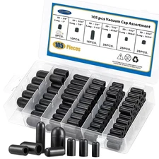 BUSY-CORNER 105-Piece Vacuum Cap Assortment, 1/4" 5/16" 3/8" ID