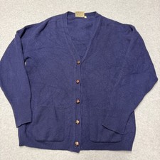 Vintage L.L. Bean Sweater Mens XL Blue Lambswool V-Neck Cardigan Scotland